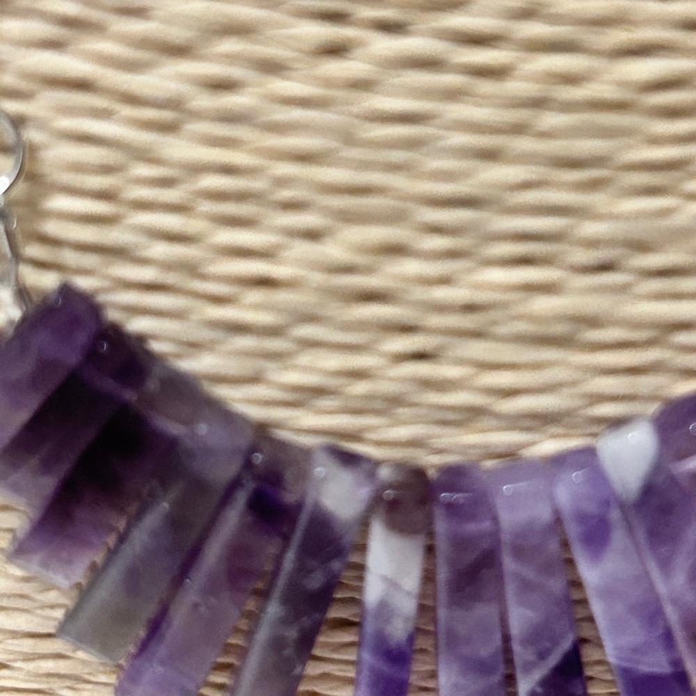 NEW HANDMADE STERLING SILVER AMETHYST GEMSTONES NECKLACE